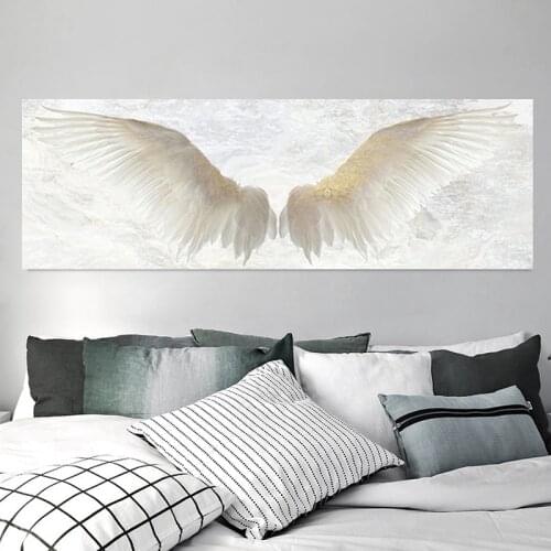 Wall Posters And Print White Angel Wings Vintage Wall Art Canvas Painting Wings Art Wall Picture For Living Room Decor