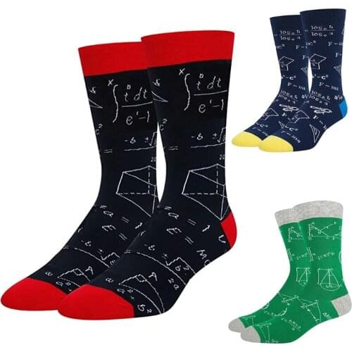 Mens Womens Mathematical Formula Printed Crew Socks Algebra Geometry Abstract Math Casual Funny Novelty Mid Tube Hosiery