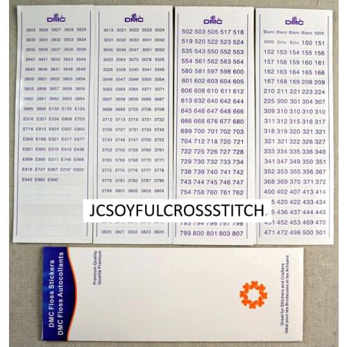 Wholesale cross stitch floss number stickers DMC numbers 447 numbers + 36 metallic