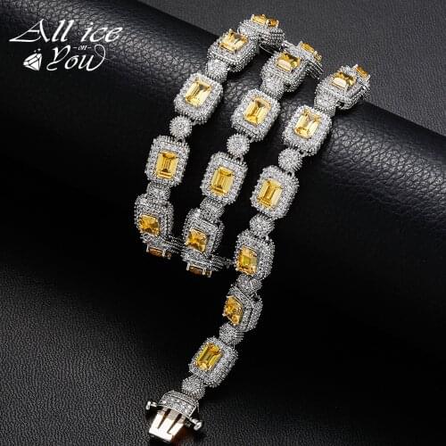 New Iced Out 10mm Oval Link Necklace Womens Choker Square Stone Prong Setting Cubic Zirconia Hip Hop Fashion Jewelry For Gift