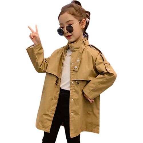Coat For Girl Solid Color Girl Coats Windbreaker Kids Spring Autumn Childrens Jackets Casual Style Kids Clothes 6 8 10 12 14
