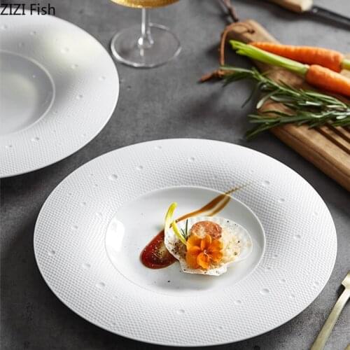11 Inches Round White Porcelain Dinner Plate Nordic Style Kitchen Ceramic Tableware Steak Plate Birthday Party Dessert Cake Pan