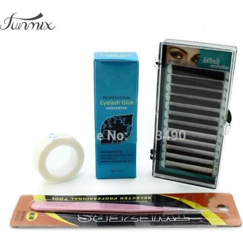 Pro Makeup Individual False Eyelashes Glue Black Glue Hand Made Eyelash Multi Length Long Lashes Extension Cosmetic Set Kit