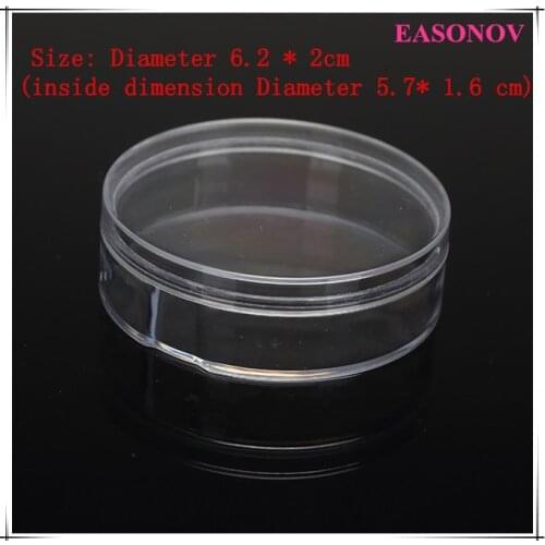 Diameter 6.2cm * 2cm PS transparent plastic small round box to receive jewelry samples puff box 10pcs / lot Free Shipping