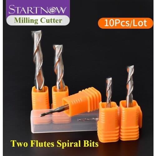 Startnow 10PCS/Lot Double Flute Spiral Bit End Mill For Acrylic PVC Hardwood CNC Tool Router Engraving Bits Upcut Milling Cutter
