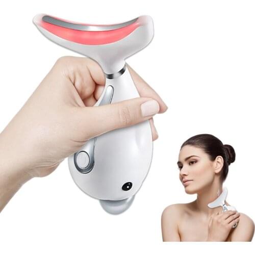 LED Photon Neck Beauty Device 3 Colors Therapy Skin Care EMS Lifting Face Skin Tighten Anti Wrinkle Massager Beauty Products