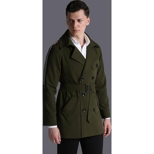 Loose short trench coats mens overcoat 2020 spring autumn fashion outerwear army green england casaco masculino plus size 6XL