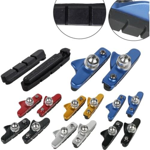 High quality Bike Brake Pads 1 Pair V-Brake Blocks Pads for Road Bikes with Hex Nut Aluminum Shell, 55mm