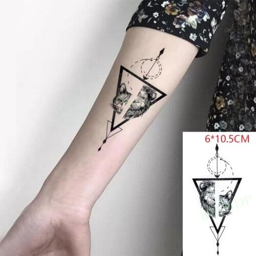 Waterproof Temporary Tattoo Sticker Lion Cat Triangle Circel Body Art Flash Tattoo Fake Tattoo for Women Men