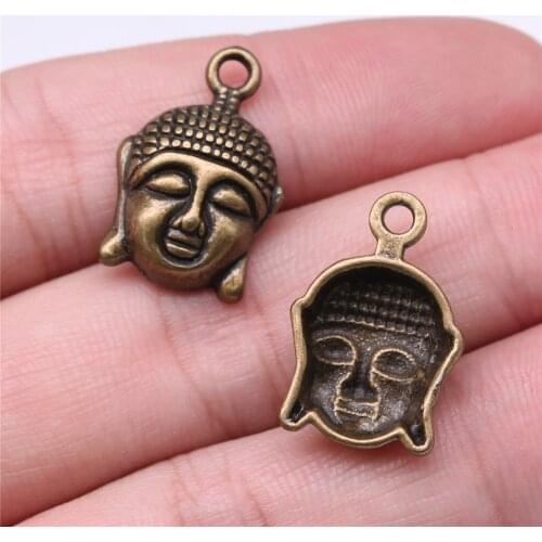 WYSIWYG 10pcs 22x15mm 3 Colors Antique Silver Color Antique Bronze Buddha Pendants Buddha Head Charm Buddha Charm