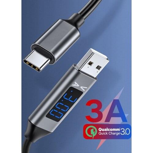 3A USB Type C Charger Cable LED Display Micro USB 8 Pin Charge Wire Fast Charging Data Sync Cable For iPhone 12 Xiaomi 11Huawei