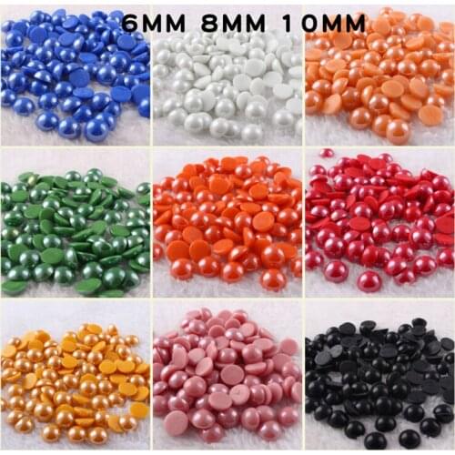 6/8/10MM Flat Bottom Ceramic Drill Half Round Simulated Pearl Beads Connector for DIY Phone Case Bag Pendant Jewelry Accessories