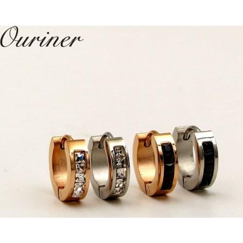 Women Earrings Charm Jewelry Stainless Steel Personality Geometry Crystal Earrings Colorful Crystal Jewelry Earrings Love K005-1