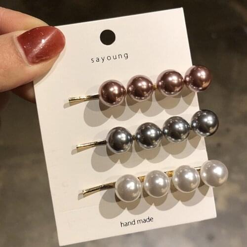 High Quality Pearls Hairpins For Women High Shining Round Beads Korean Hair Clips INS Hair Jewelry For Wedding Hair Accessories