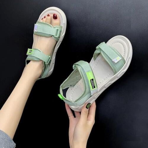 Ins Tide Womens Sports Sandals Summer New Net Korean Version Velcro Flat 2021