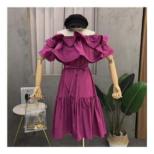 Plus size Women Sexy slash neck Dress Ruffle High Waist Party dress elegant Boho Beach Dress big size 6XL 7XL Vestidos