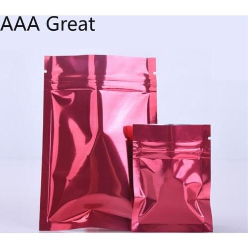 100 Pcs Aluminum Foil Bag Self Seal Zipper Ziplock Packing Food Bags Retail Resealable Baking Packaging Bag Pouch Red Storage