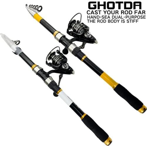 2.1-3.6m Telescopic Fishing Combo Portable Sea Rod and 5.2:1/4.7:1 Gear Ratio Fishing Reel Fishing Combo