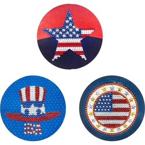 3pcs Backpack Clothing Velcro American Star Stripe Flag Diamond Painting Epaulette Badge Special-shaped Rhinestone Embroidery