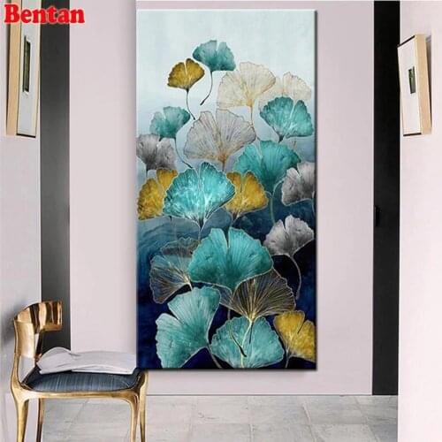 DIY 5D Diamond Painting -Abstract Art Green leaves Cross Stitch Kit Full Drill Embroidery Mosaic Picture of Rhinestones Decor
