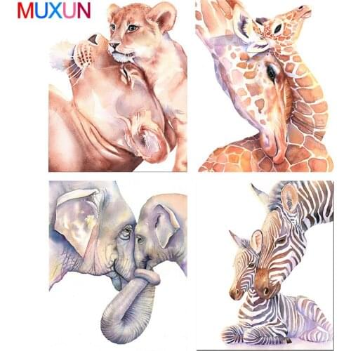 Muxun Full Diamond Painting Giraffe Lion Zebra Animal Diamond Mosaic Picture 3D Diamond Crystal Embroidery Home Decoration Ep020