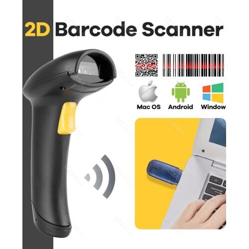 Wireless 1D/2D Barcode Scanner And 1D/2D QR Bar Code Reader Support Computer POS System USB Plug and Play Handheld Scanner Codes