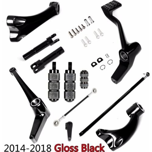 Gloss Black Forward Controls Rudyness Skull Pegs Levers Linkages For Harley 2014-2018 Sportster XL 883 1200 Models