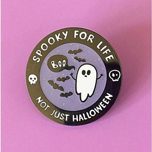 Halloween Sparkly Ghost Spooky Enamel Brooch Pin Backpack Hat Bag Lapel Pins Badges Women Mens Fashion Jewelry Accessories