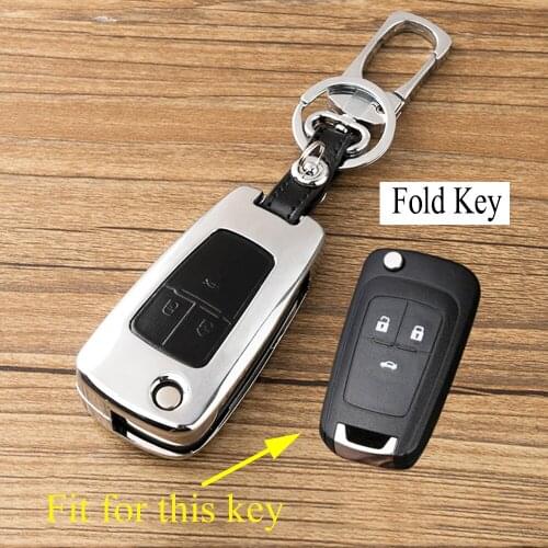 Alloy Key Fob Bag Case Box Holder Chain Cover Parts Fit For Chevrolet Aveo Sonic Cruze Cavalier Accessories Fold Style 3 Buttons
