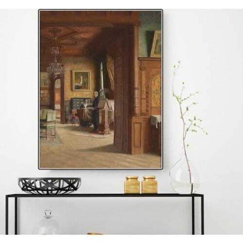 Citon Friedrich von Amerling《Carl Probst with his wife Gisela at the piano》Canvas Oil Painting Artwork Picture Home Decoration