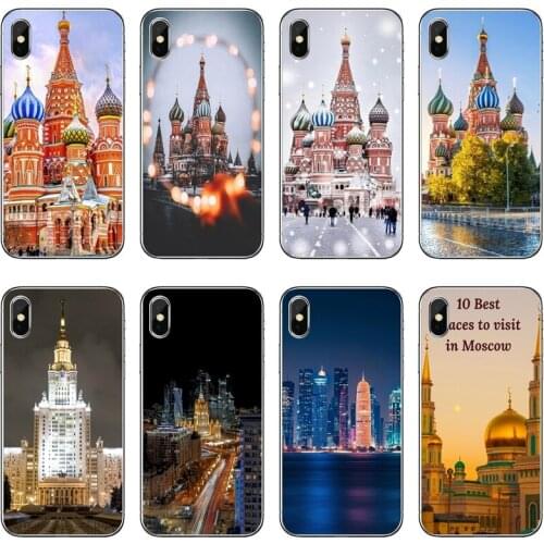 Colorful night Moscow Transparent Phone Case For iPhone 12 11 Pro Max Mini XS Max XR X 8 7 Plus 6 6S Plus 5 5S SE 2020