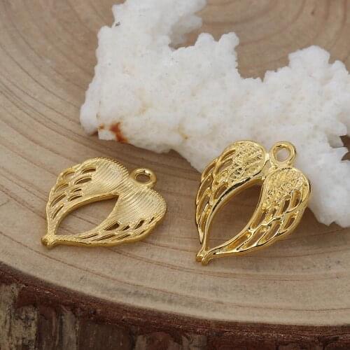 DoreenBeads Fashion Zinc Based Alloy Pendant Charms Wing Silver Color Jewelry DIY Findings 22mm( 7/8") x 17mm( 5/8"), 10 PCs