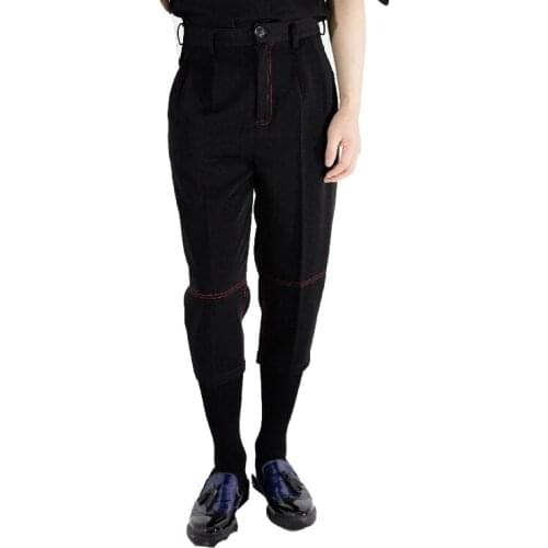 Spring Summer Black Grey Blue Jeans Slim Fit Men Red Striped Casual Mens Jeans Korean Style Pencil Jeans Homme Fashion