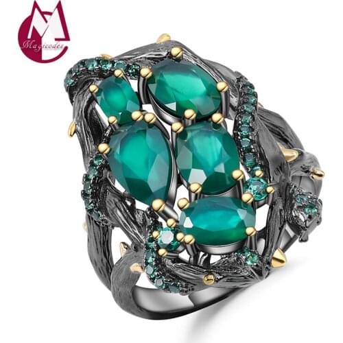 Green Agate Pure 925 Sterling Silver Nano Emerald Green Ring Fashion Jewelry Gifts For Women Black Friday 2020 New Arrival R05