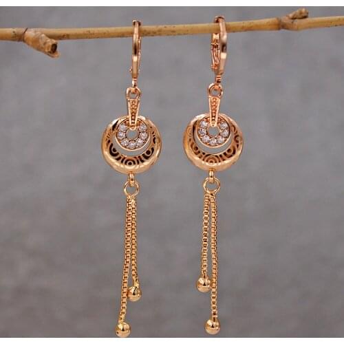 Fashion Luxury Drop dangle Earrings Women 's earrings Trendy Fashion Gold round Earrings for womens white Zircon Jewerly gift