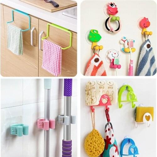 Multic Style Wall Hook Rack Hanging Holder Storage Rack Bathroom Supplies Kitchen Accessories Sink Storage Holders Wall-mounted