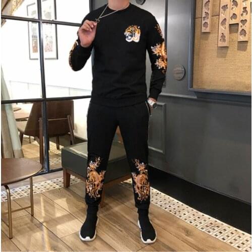 Mens Sportswear Sets 2020 Autumn Winter Male Casual Tracksuit Men 2 Piece Sweatshirt + Sweatpants Set Man new heavy industry e