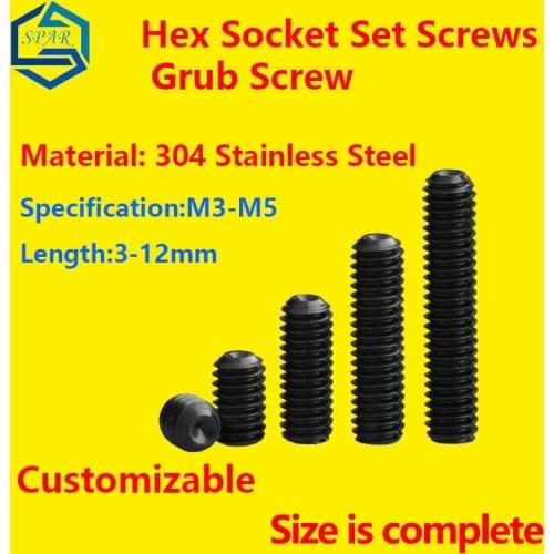 Hex Socket Set Screws Grub Screw Internal Hex Drive Cup-Point Set Screws Concave Set Screw hexagon Socket Screw Customizable