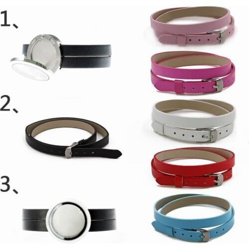 New Arrival 30mm stainless Glass Slide Floating Charms Living Locket Floating Locket Bracelet With 8mm PU Leather Wristband