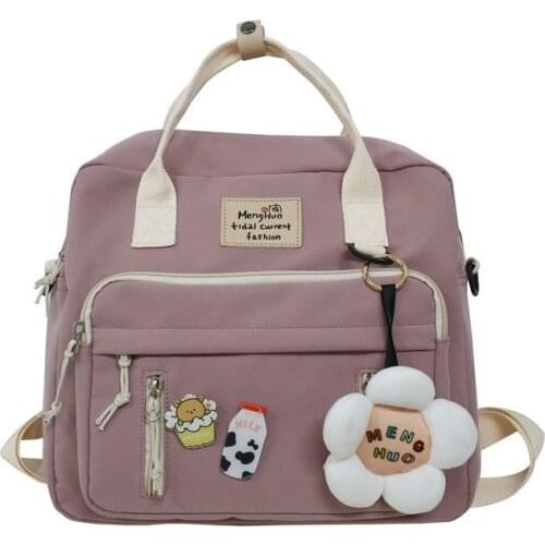 New trend fashion cute multifunctional backpack girl buckle portable travel bag female small school bag badge female backpack