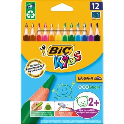 Original Bic Kids Evolution Triangle Jumbo Dry Paint Pen 12'Li Box