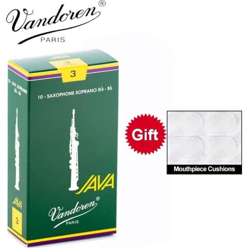 Original France Vandoren JAVA Soprano Sax Reeds / Saxophone Soprano Sib Bb Reeds Strength 2.5#, 3# Grey Green Box of 10