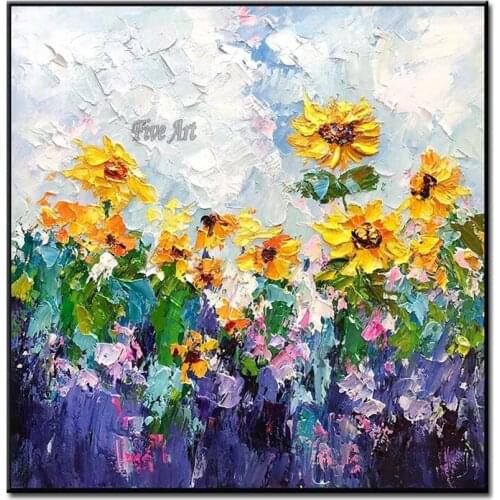 Palette Knife Flower Oil Painting Modern Thick Acrylic Canvas Wall Art High Quality 1 Panel Living Room Decoration Wall Picture