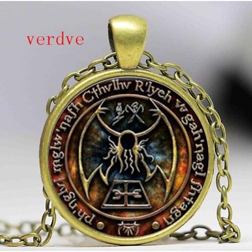Cthulhu R'lyeh Sigil Pendant inspired by H.P. Lovecraft Pendant Necklace Glass Photo cabochon necklace