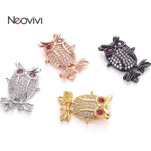 Neovivi Woodpecker Charms for Beadwork Bracelets Connector Necklace Hand Making Pave Micro CZ Copper DIY Beads Charm Accessories