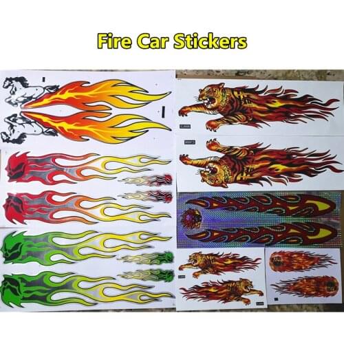 WL 7 Kinds Car-styling Of PVC Car Sticker Automobile Universal Fire Tiger Horse Flame Decorate Film Paste Cover Scratch Decal