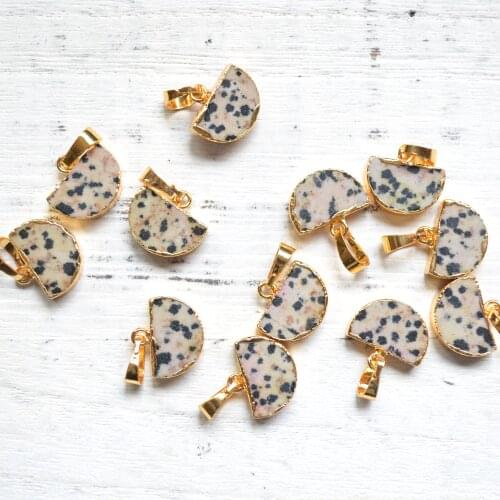 Mini semi shape dalmatian pendant, dalmation stone earring necklace pendant,jewelry accessories