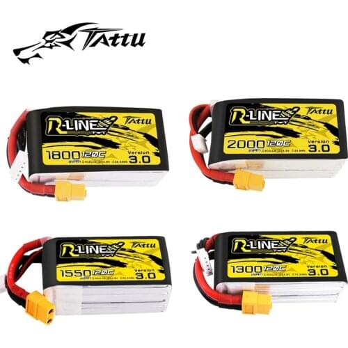 Tattu R-line Rline V3 3.0 120C 1050/1300/1550/1800/2000mAh 4S 6S Lipo Battery Strap XT60 Plug FPV Racing Drone RC Quadcopter