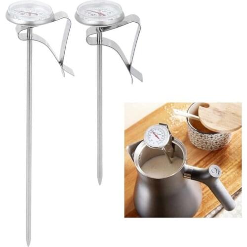 Adjustable Milk coffee stirring garter thermometer Hanging Coffee Foaming Temperature Gauge with Clip Kitchen Tools