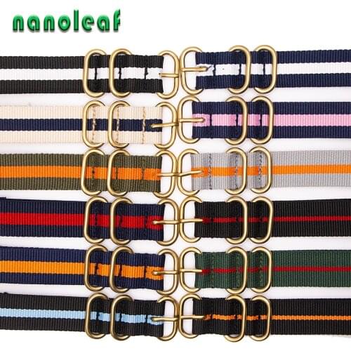 High Quality Nylon Watchband Durable Watch Strap Belt Accessories Men Women 18-24 Mm Golden Stainless Steel Five-Ring Buckle